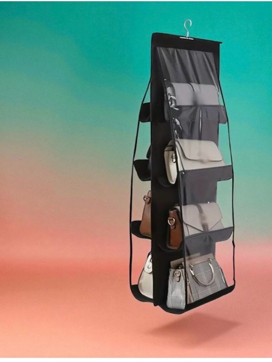Other - Over-the-Door Black Hanging Handbag Organizer with Clear Front